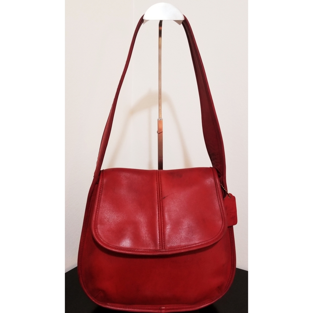 Coach RARE VTG 9034 Red Leather Ergo Flap Bag 💋 - Picture 13 of 13